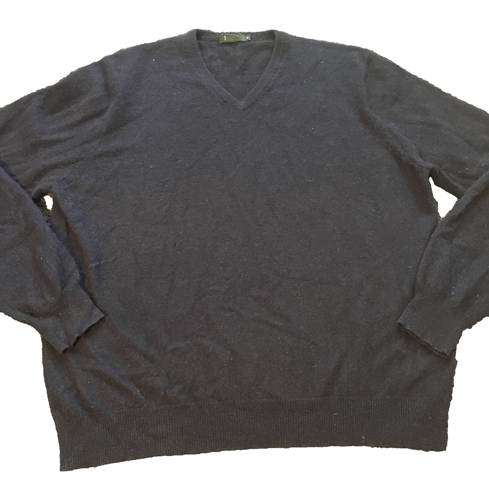 J.Crew Cashmere V-Neck Sweater Mens XL Blue Italian Soft Warm Classic Luxury